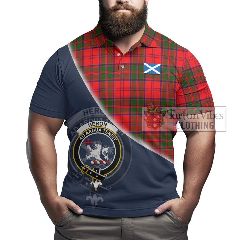 Heron Tartan Polo Shirt with Personalised National Flag and Family Crest Half Style - Tartanvibesclothing Shop