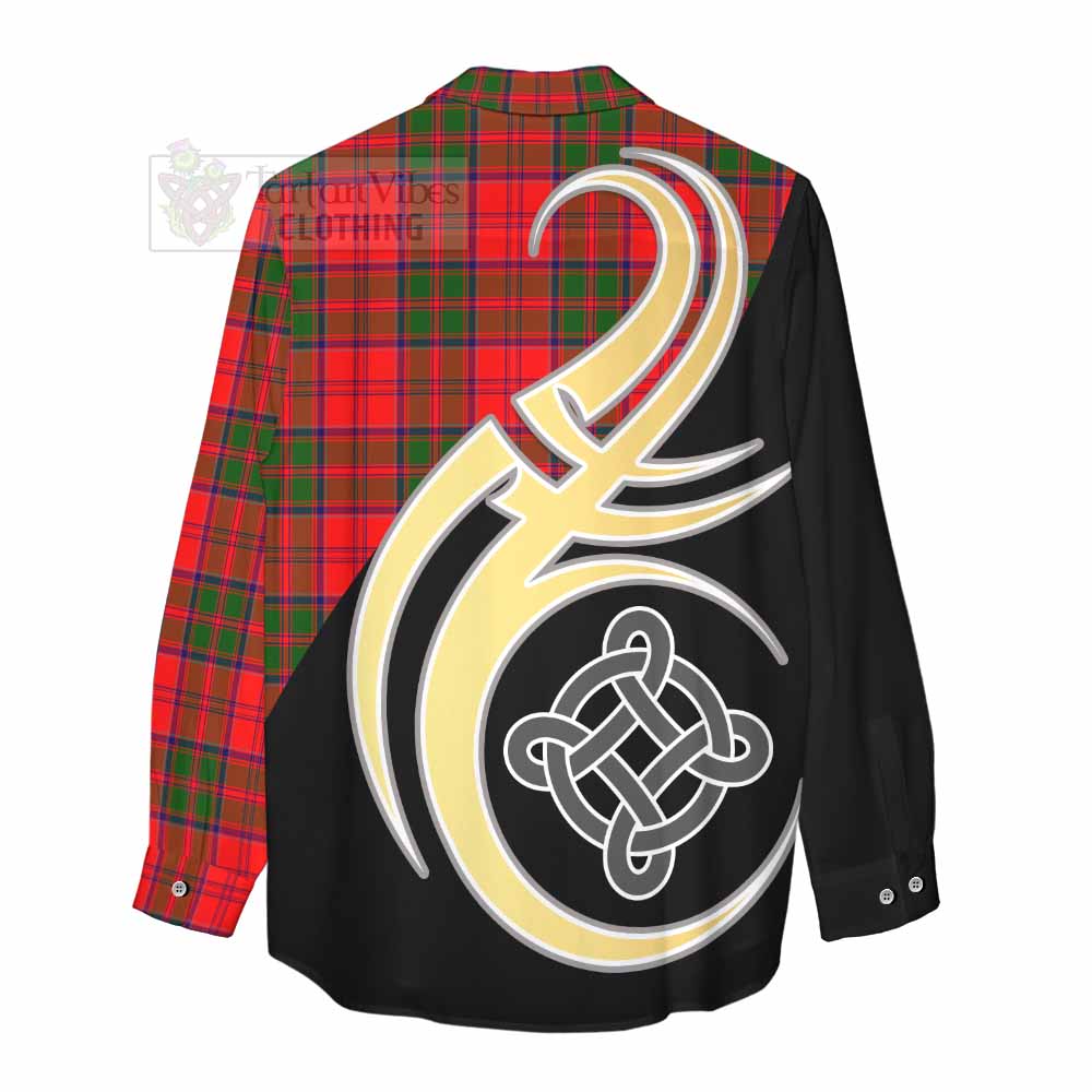 Heron Tartan Women's Casual Shirt with Family Crest and Celtic Symbol Style - Tartan Vibes Clothing