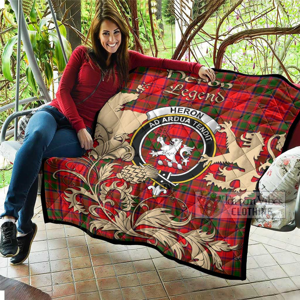 Tartan Vibes Clothing Heron Tartan Quilt with Family Crest and Scottish Symbol Style