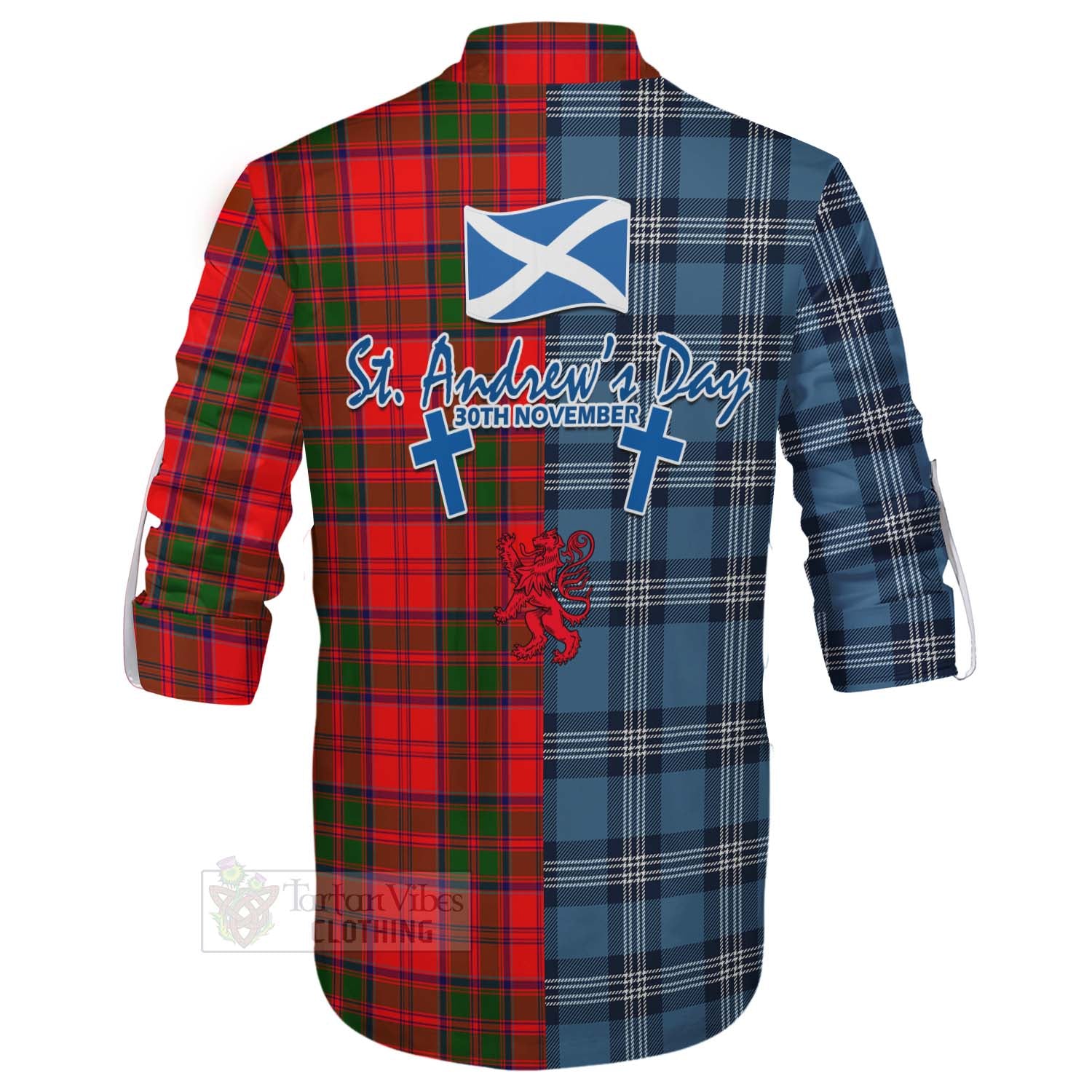 Tartan Vibes Clothing Heron Tartan Ghillie Kilt Shirt Happy St. Andrew's Day Half Tartan Style