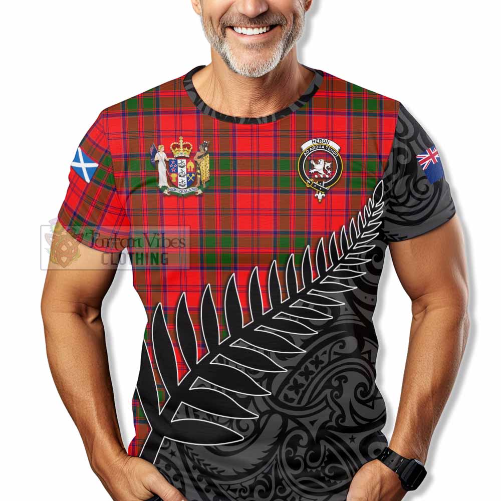 Tartan Vibes Clothing Heron Crest Tartan T-Shirt with New Zealand Silver Fern Half Style