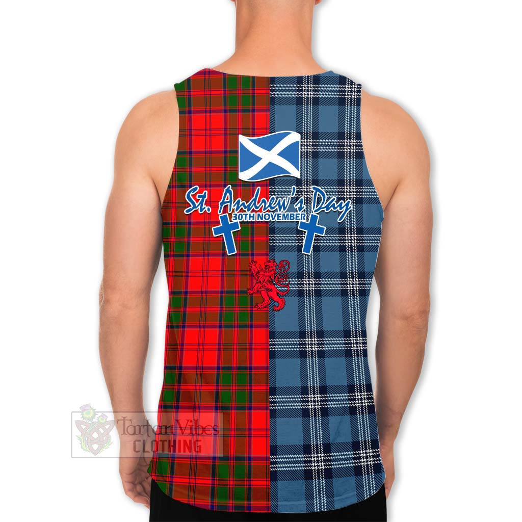 Tartan Vibes Clothing Heron Tartan Men's Tank Top Happy St. Andrew's Day Half Tartan Style