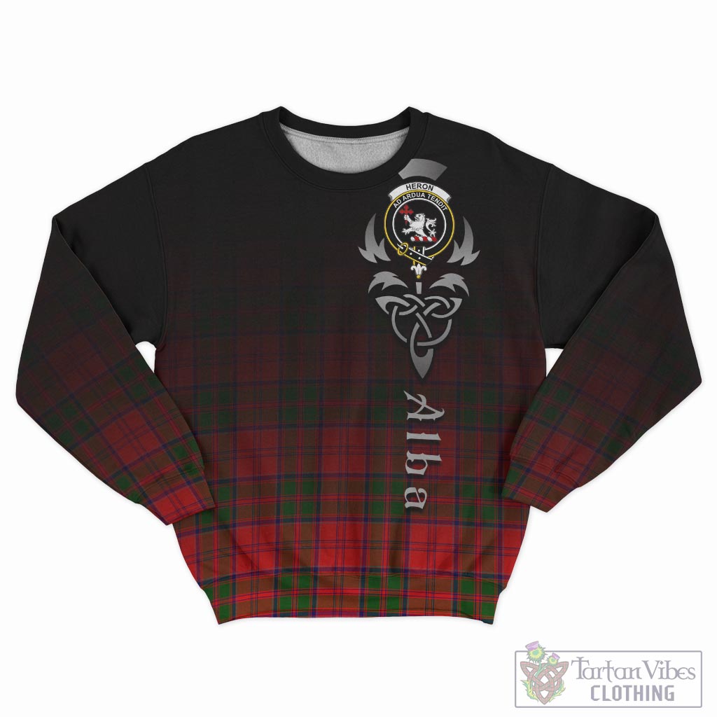 Tartan Vibes Clothing Heron Tartan Sweatshirt Featuring Alba Gu Brath Family Crest Celtic Inspired