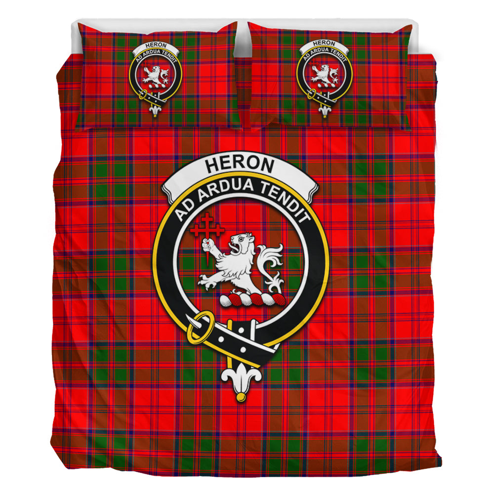 Heron Tartan Bedding Set with Family Crest - Tartan Vibes Clothing