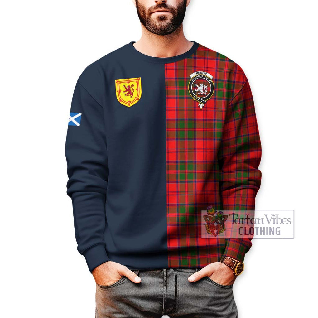 Heron Tartan Sweatshirt Alba with Scottish Lion Royal Arm Half Style - Tartan Vibes Clothing
