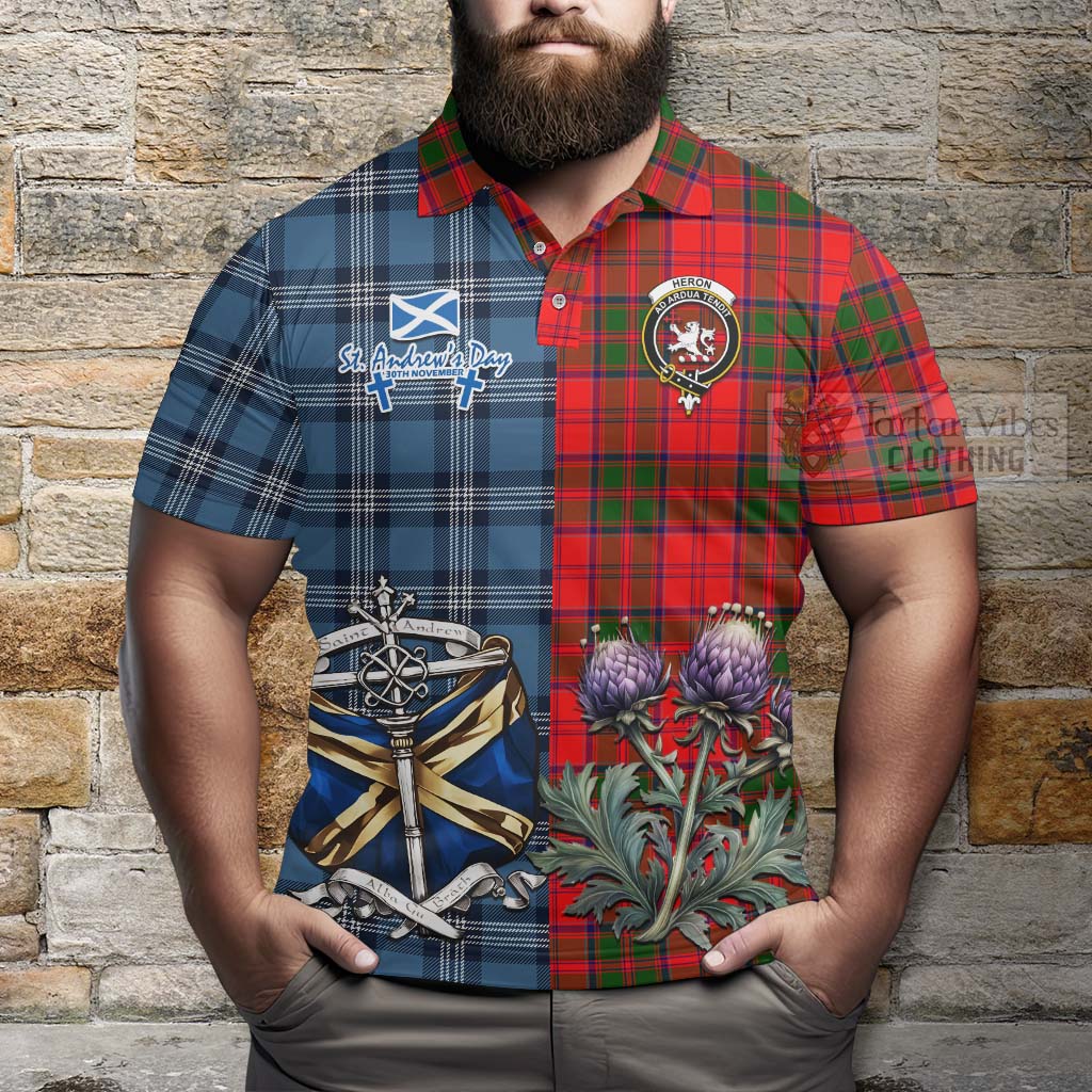 Tartan Vibes Clothing Heron Tartan Polo Shirt Happy St. Andrew's Day Half Tartan Style