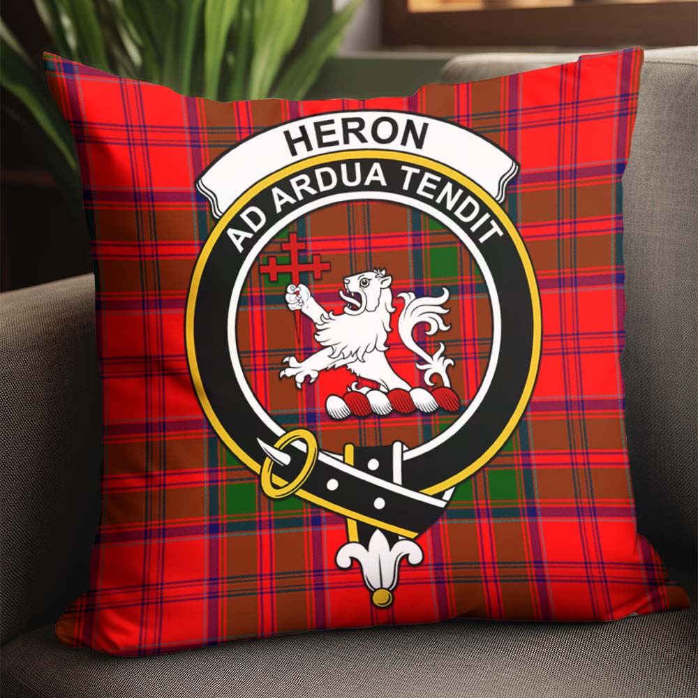 Heron Tartan Pillow Cover with Family Crest - Tartanvibesclothing