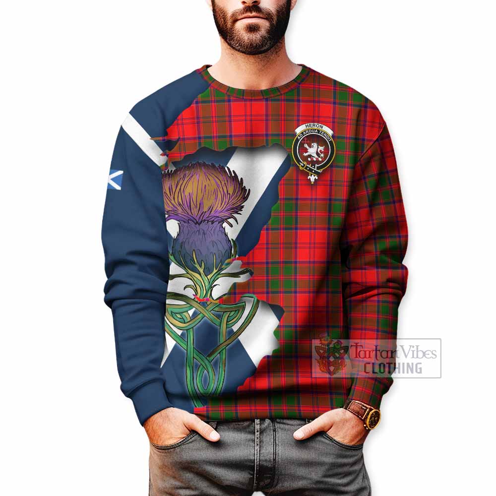 Heron Tartan Family Crest Sweatshirt Scottish Thistle Celtic Inspired - Tartan Vibes Clothing