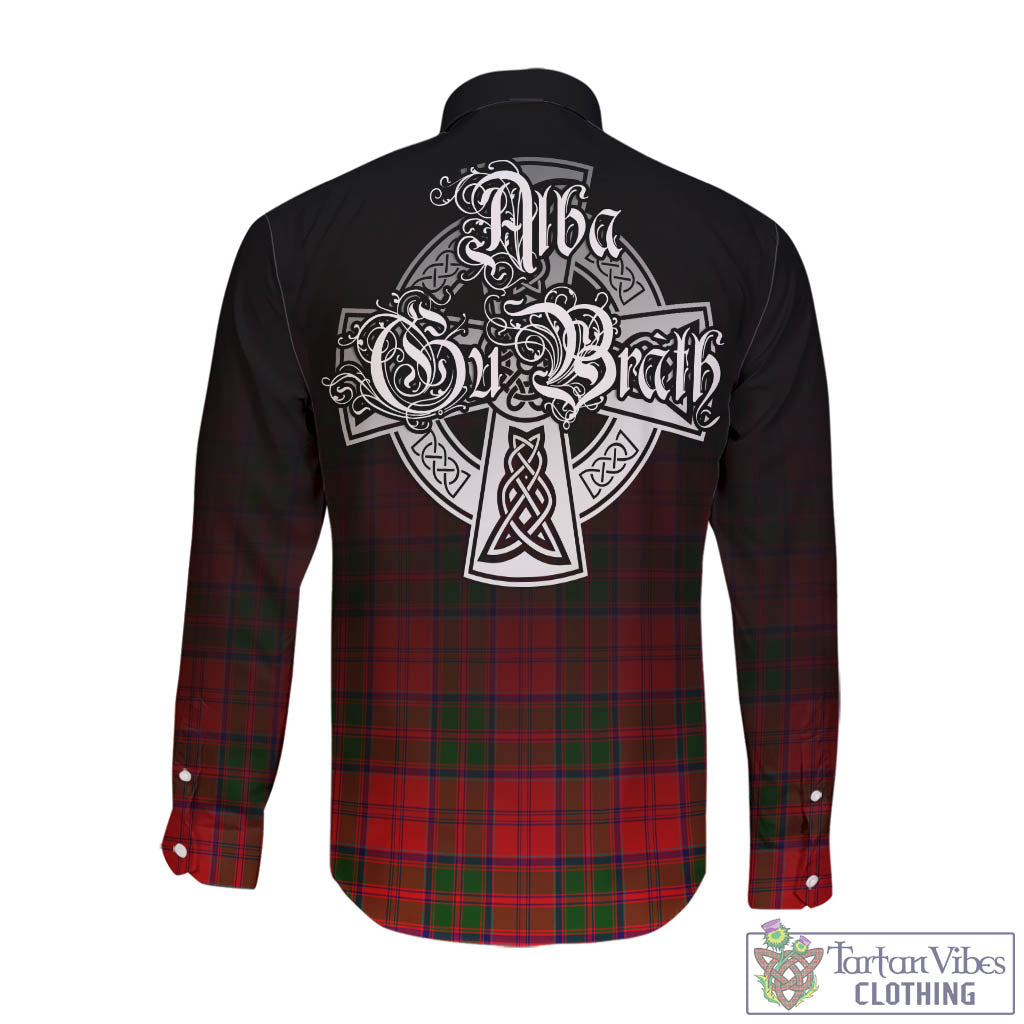 Tartan Vibes Clothing Heron Tartan Long Sleeve Button Up Featuring Alba Gu Brath Family Crest Celtic Inspired
