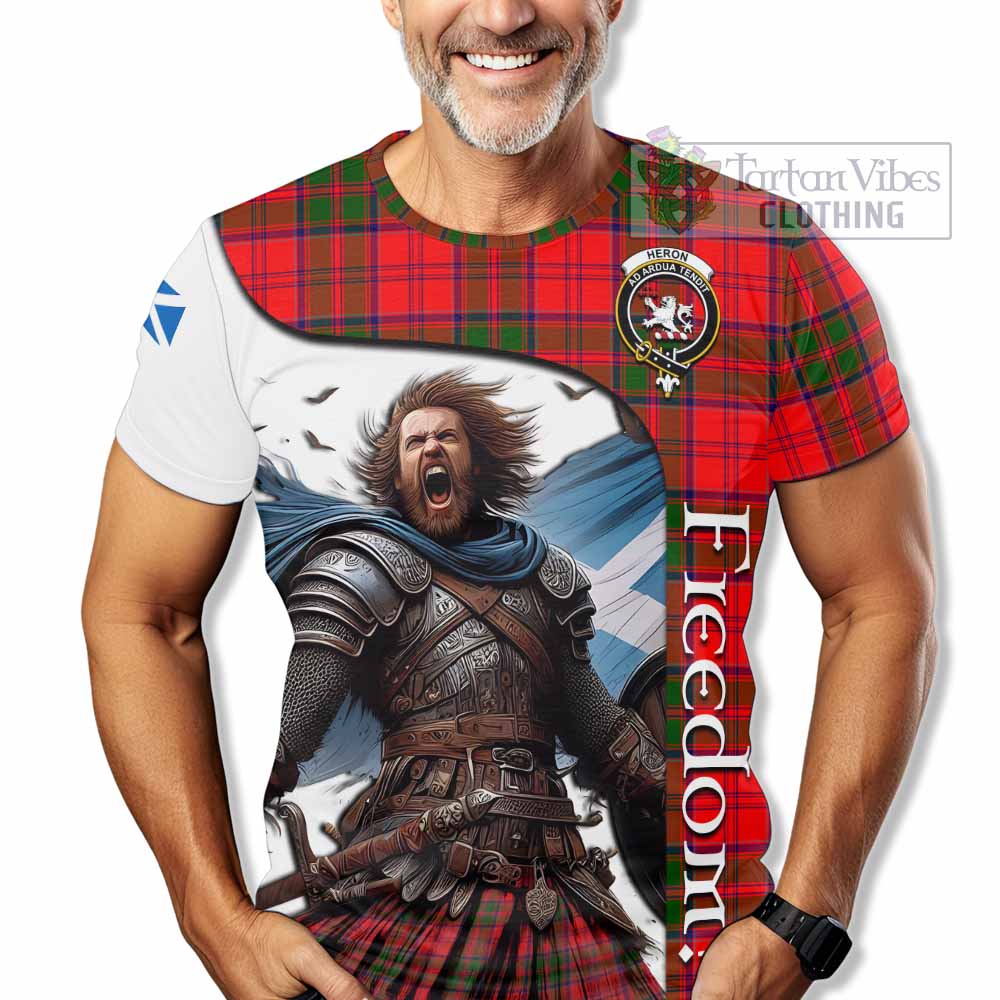 Heron Crest Tartan T-Shirt Inspired by the Freedom of Scottish Warrior