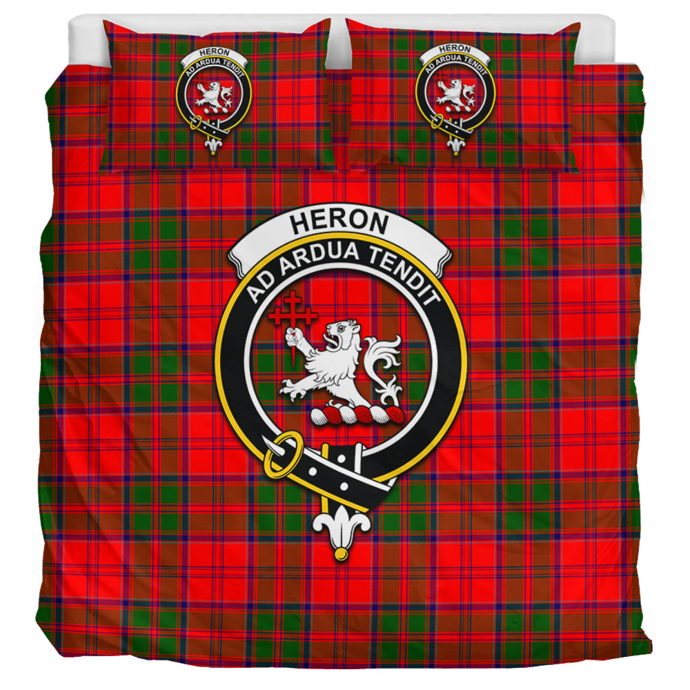 Heron Tartan Bedding Set with Family Crest UK Bedding Set UK Super King 104*94 inch - Tartan Vibes Clothing