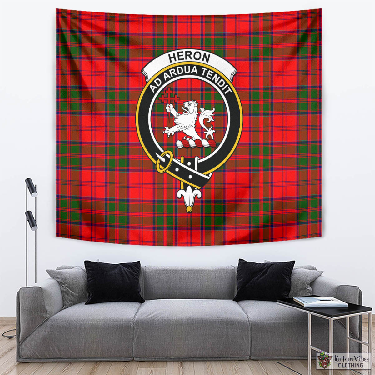 Tartan Vibes Clothing Heron Tartan Tapestry Wall Hanging and Home Decor for Room with Family Crest