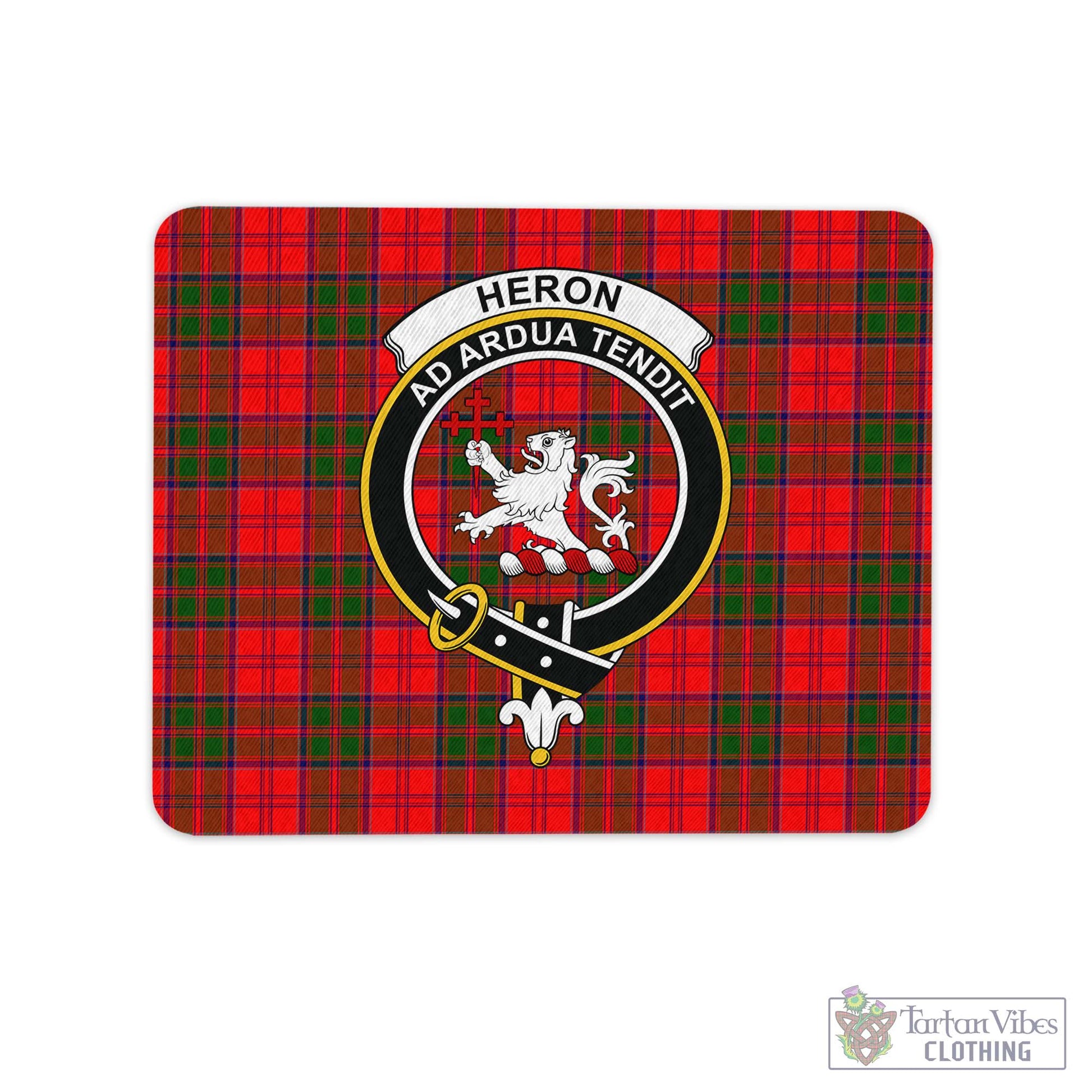 Tartan Vibes Clothing Heron Tartan Mouse Pad with Family Crest