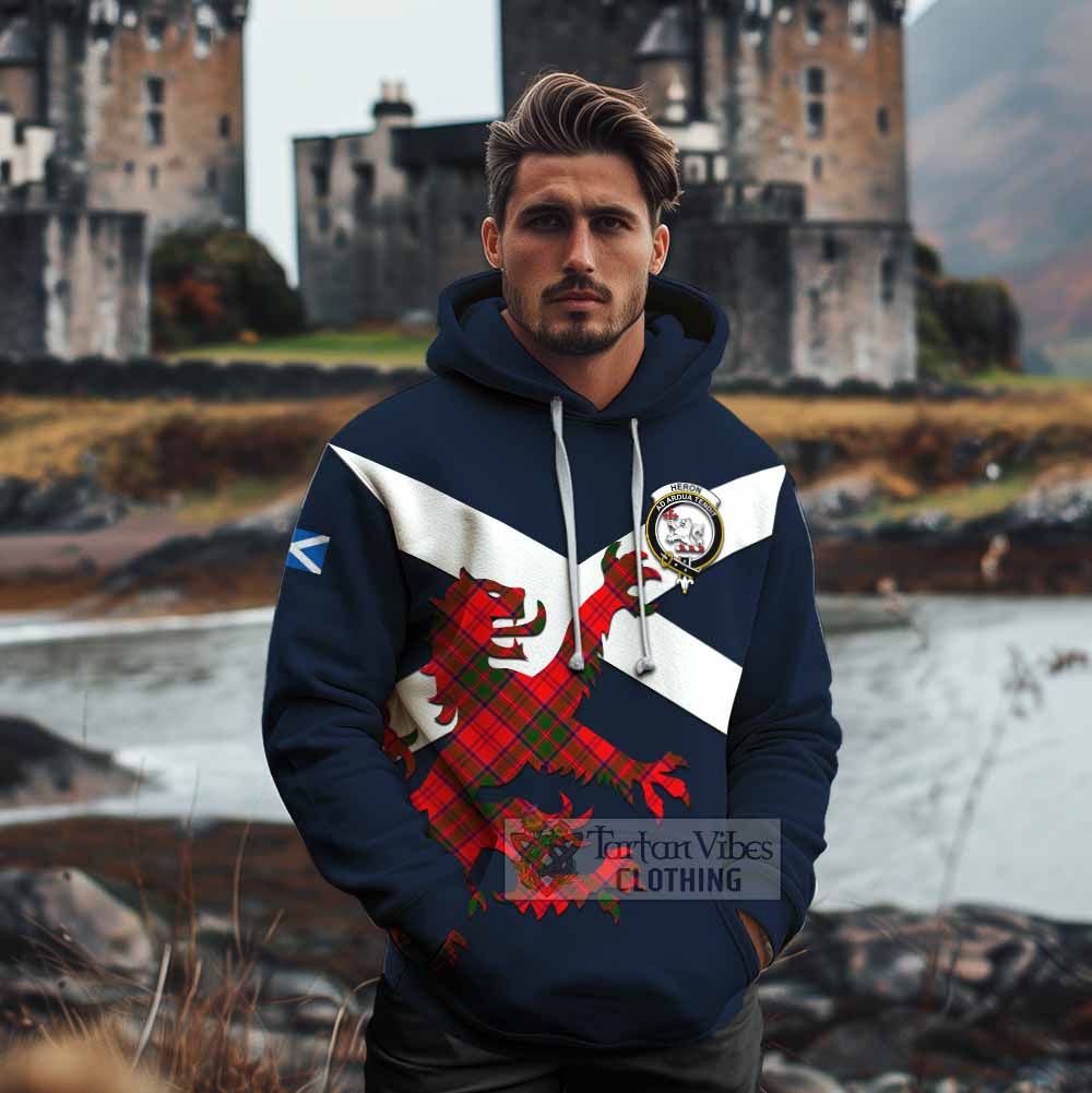 Tartan Vibes Clothing Heron Tartan Lion Rampant Cotton Hoodie Proudly Display Your Heritage with Alba Gu Brath and Clan Name