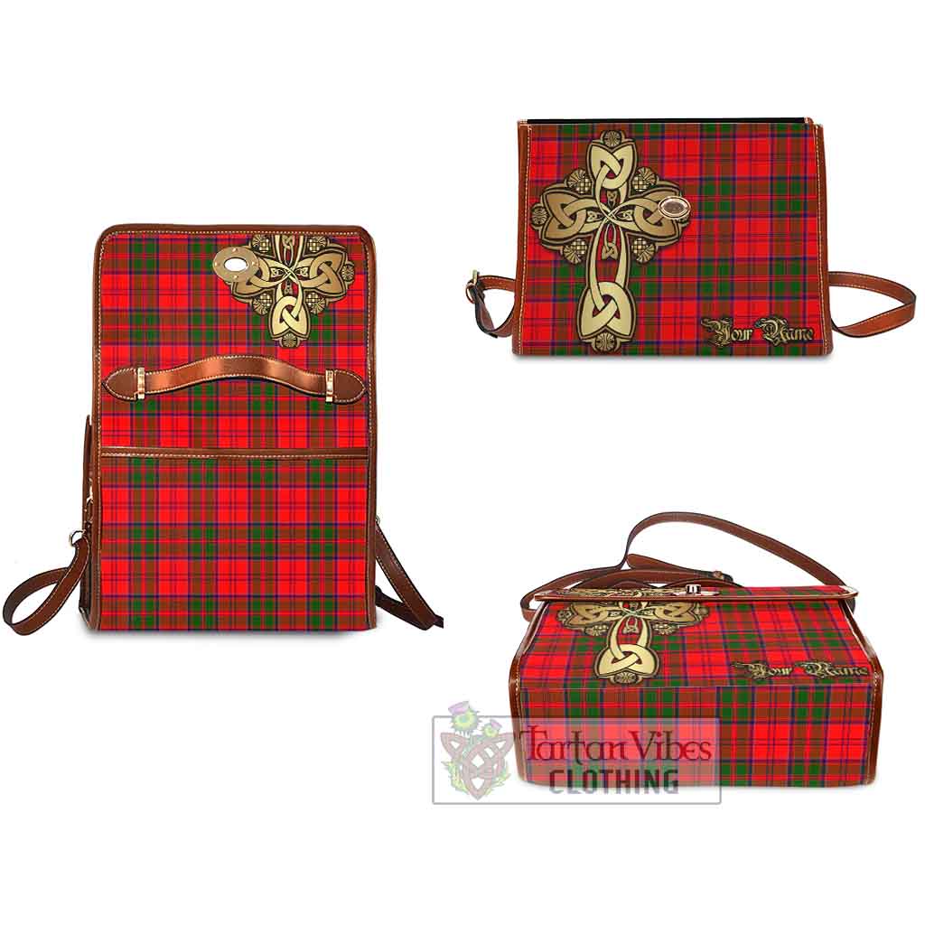 Heron Tartan Waterproof Canvas Bag Golden Thistle Celtic Cross Style - Tartan Vibes Clothing