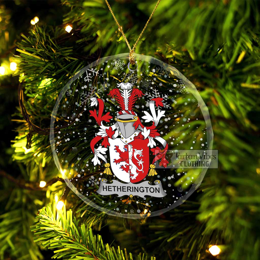 Tartan Vibes Clothing Hetherington Irish Clan Christmas Glass Ornament with Coat of Arms