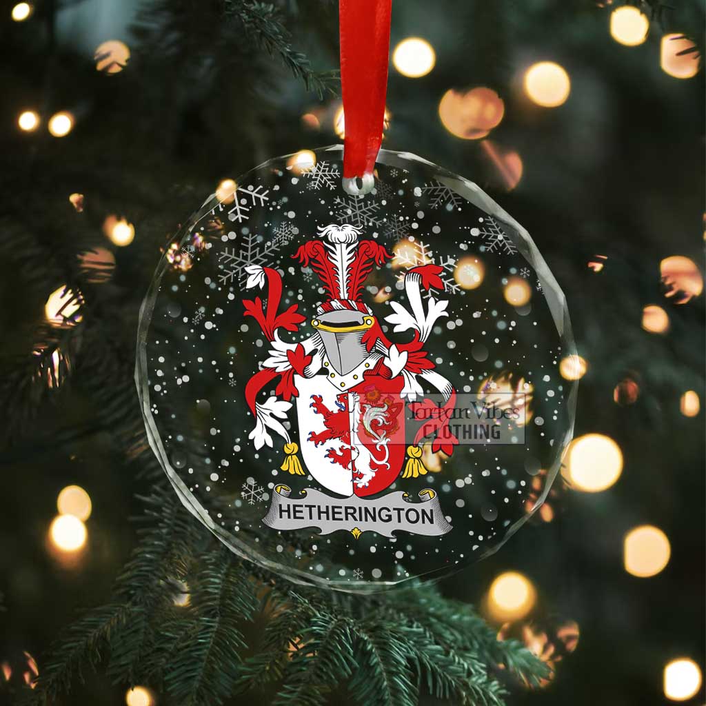 Tartan Vibes Clothing Hetherington Irish Clan Christmas Glass Ornament with Coat of Arms