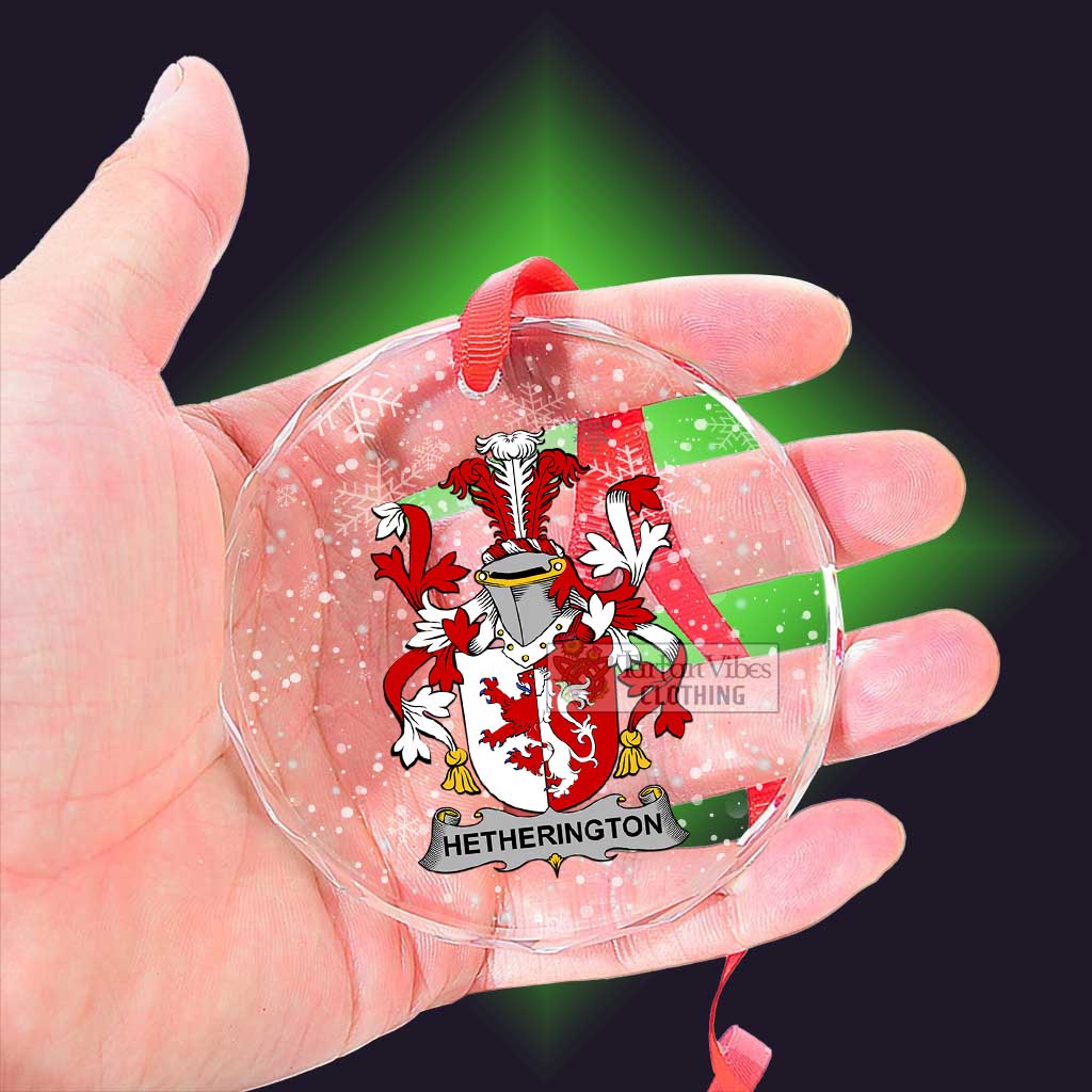 Tartan Vibes Clothing Hetherington Irish Clan Christmas Glass Ornament with Coat of Arms