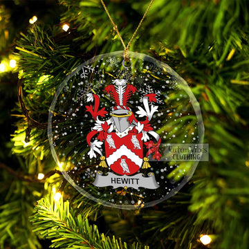 Hewitt Irish Clan Christmas Glass Ornament with Coat of Arms