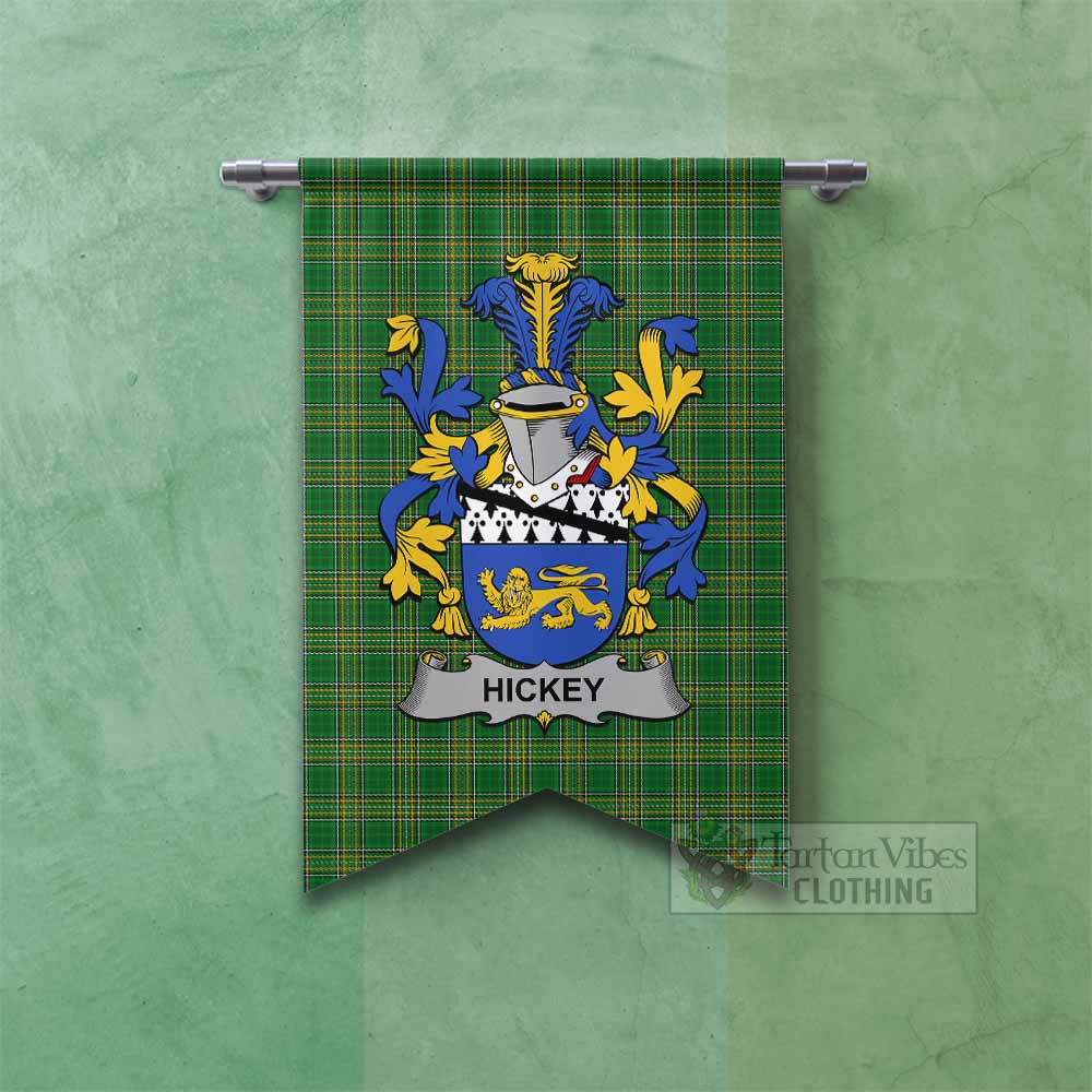 Hickey Irish Clan Tartan Gonfalon, Tartan Banner with Coat of Arms Fishtail - Tartan Vibes Clothing