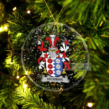 Hickman Irish Clan Christmas Glass Ornament with Coat of Arms