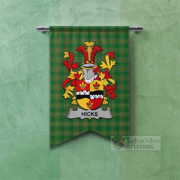 Hicks Irish Clan Tartan Gonfalon, Tartan Banner with Coat of Arms Fishtail - Tartan Vibes Clothing