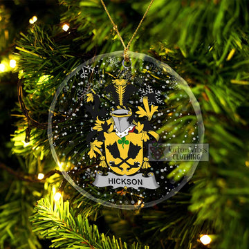 Hickson Irish Clan Christmas Glass Ornament with Coat of Arms Transparent Glass Circle - 2D-tartanvibesclothing