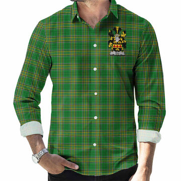 Hill Irish Clan Tartan Long Sleeve Button Up with Coat of Arms Men's Shirt - Tartan Vibes Clothing