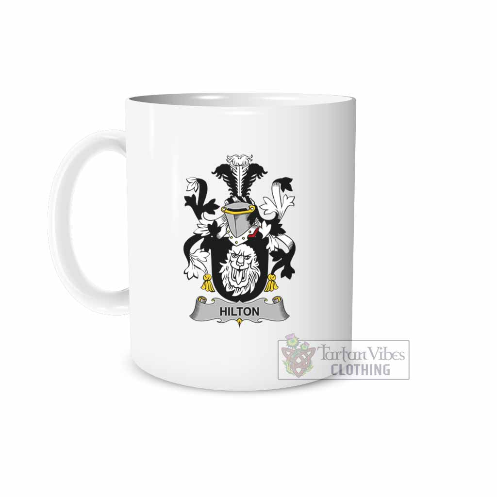 Hilton Irish Clan Coat of Arms Ceramic Mug White - 2D-tartanvibesclothing