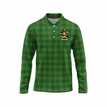 Hodson Irish Clan Tartan Long Sleeve Polo Shirt with Coat of Arms Unisex - Tartan Vibes Clothing