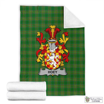 Hoey Irish Clan Tartan Blanket with Coat of Arms X-Large 59 x 79 inches 150 x 200 cm - Tartan Vibes Clothing