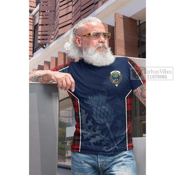 Hog Tartan Cotton T-shirt with Family Crest and Scottish Thistle Vibes Sport Style Men's Shirt - Tartan Vibes Clothing