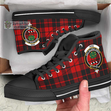 Hog Tartan High Top Shoes with Family Crest - Tartan Vibes Clothing