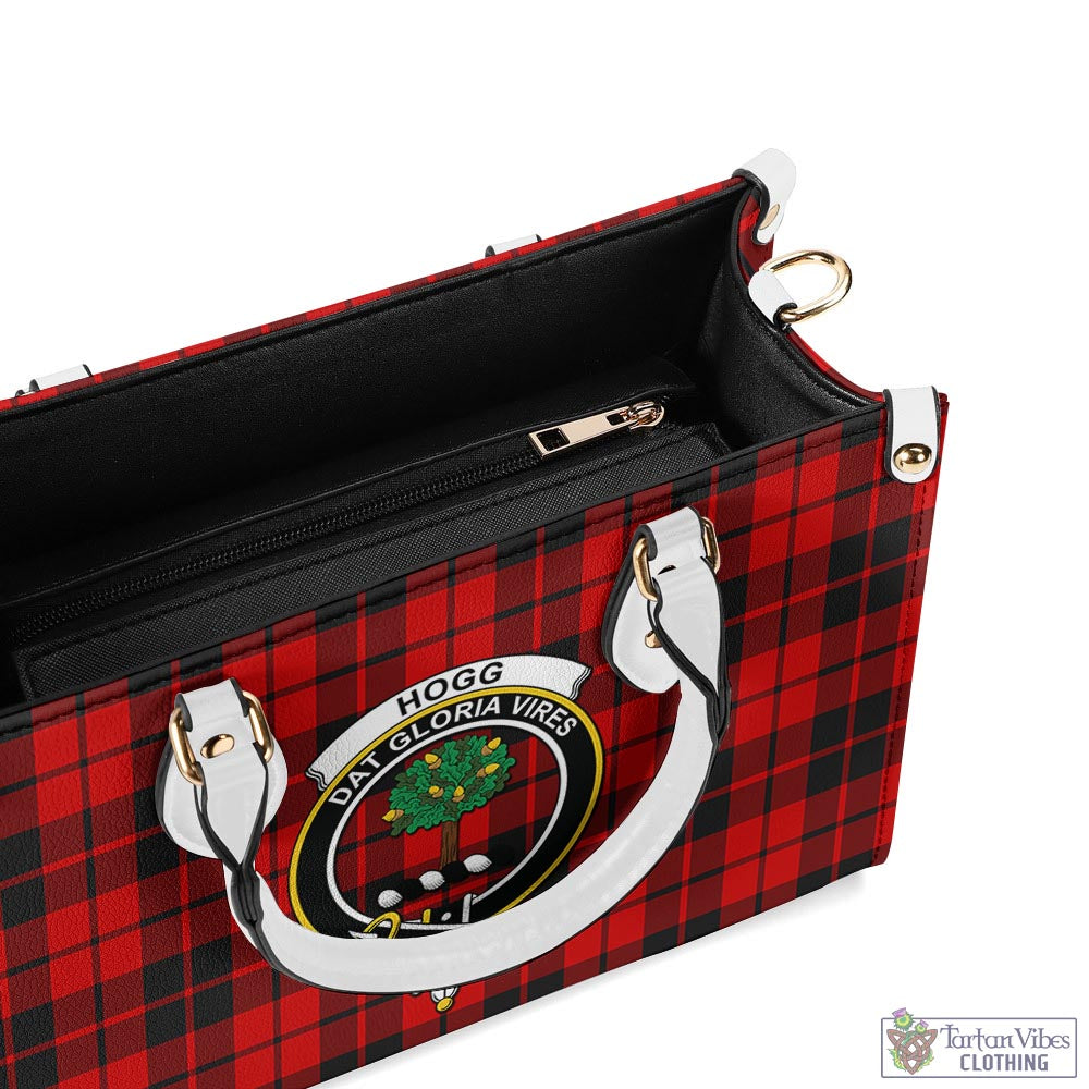 Tartan Vibes Clothing Hogg Tartan Luxury Leather Handbags with Family Crest