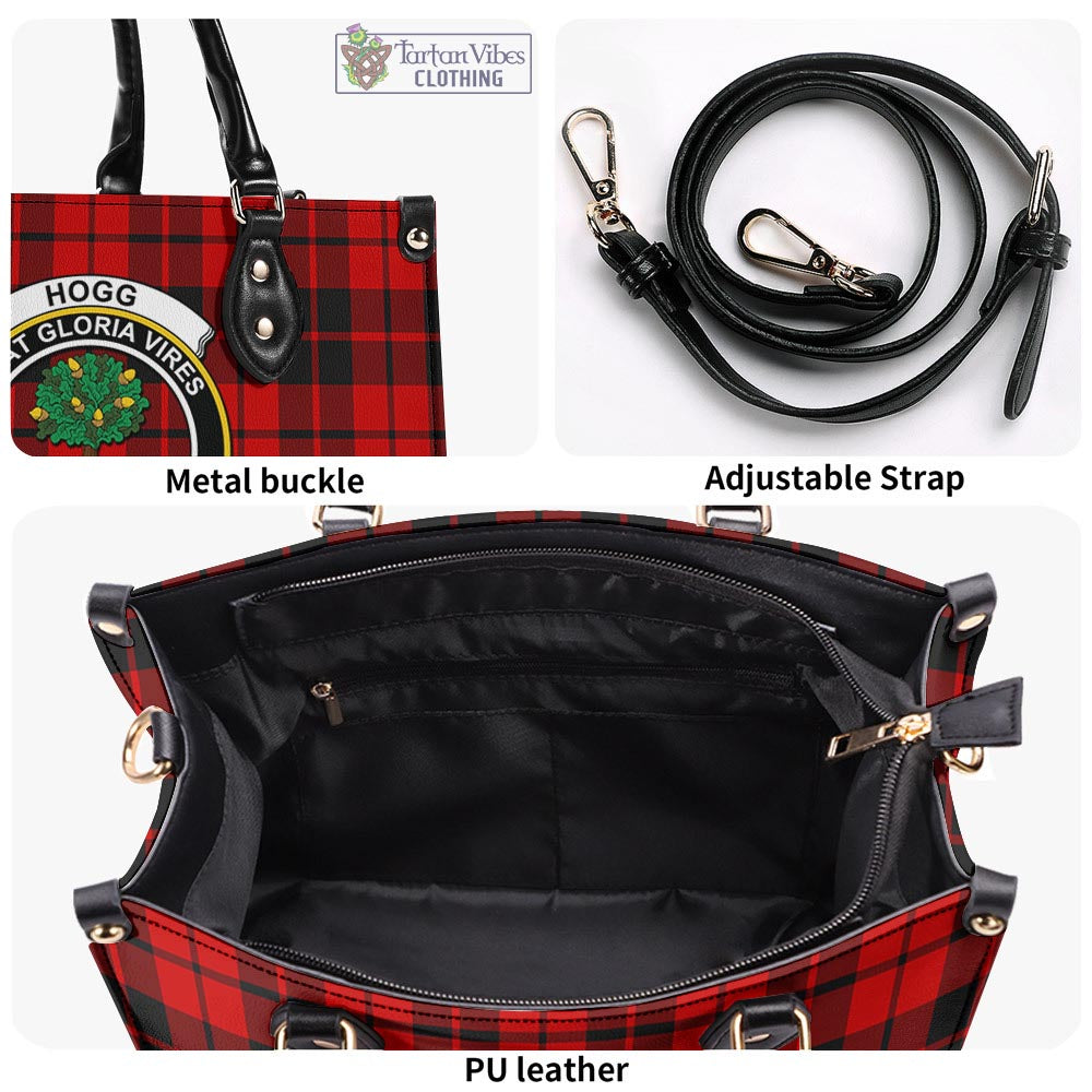 Tartan Vibes Clothing Hogg Tartan Luxury Leather Handbags with Family Crest