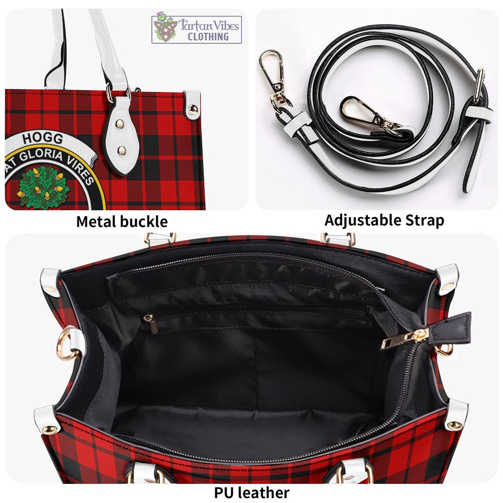 Tartan Vibes Clothing Hogg Tartan Luxury Leather Handbags with Family Crest