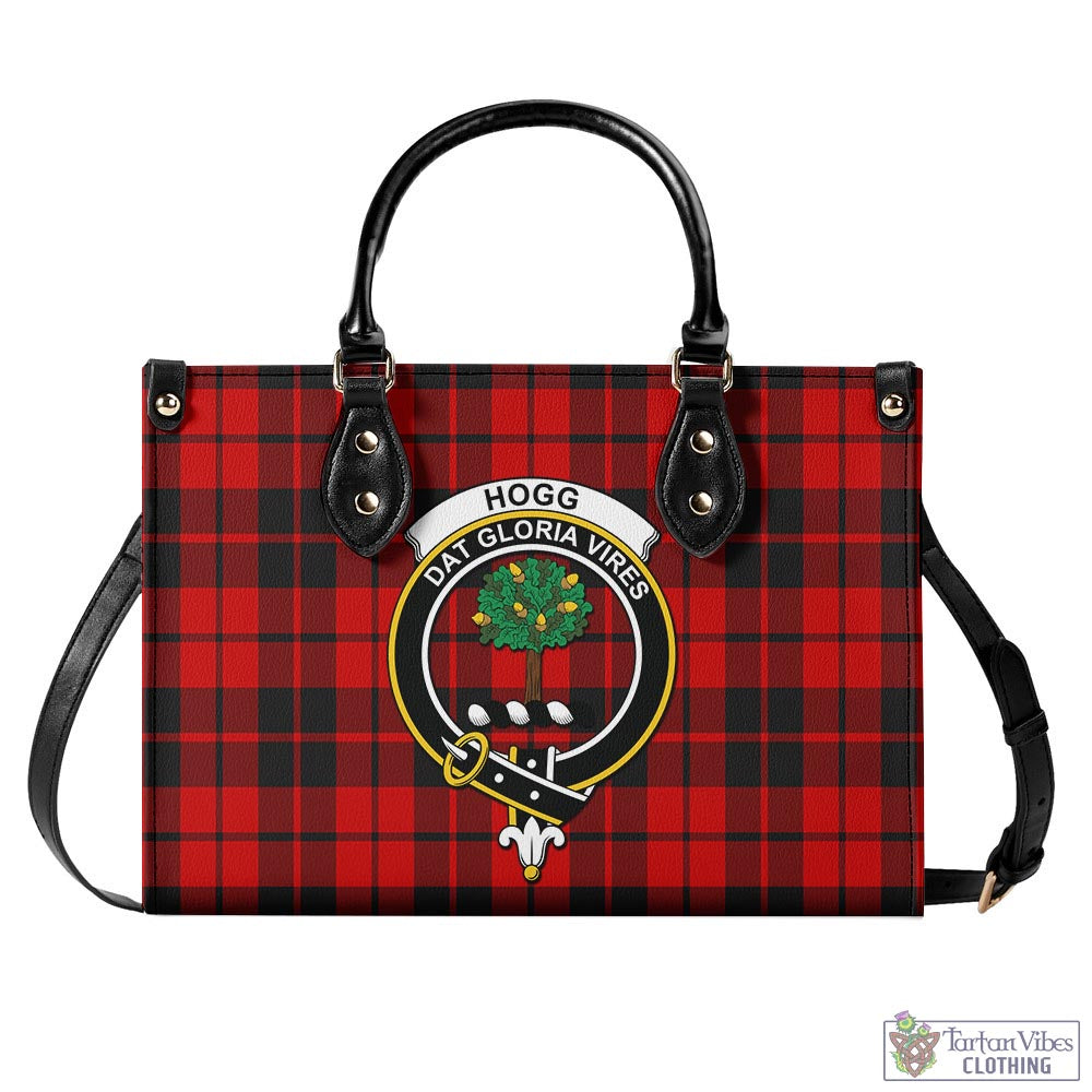 Tartan Vibes Clothing Hogg Tartan Luxury Leather Handbags with Family Crest