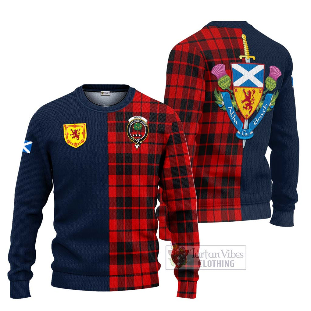 Tartan Vibes Clothing Hogg Tartan Knitted Sweater with Scottish Lion Royal Arm Half Style