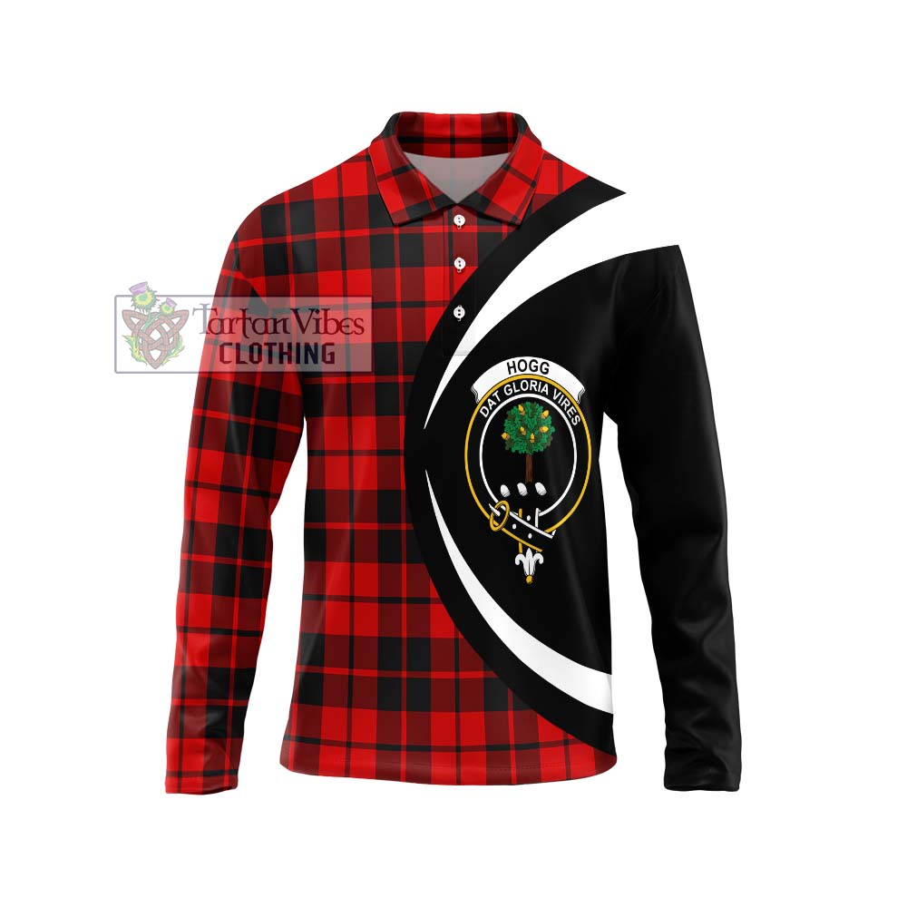 Hogg Tartan Long Sleeve Polo Shirt with Family Crest Circle Style Unisex - Tartan Vibes Clothing