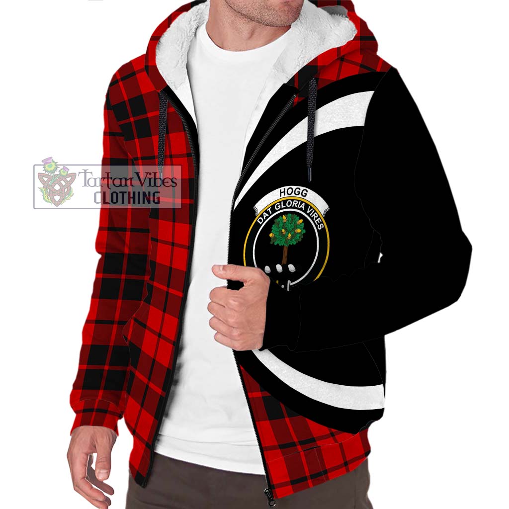 Hogg Tartan Sherpa Hoodie with Family Crest Circle Style Unisex S - Tartan Vibes Clothing