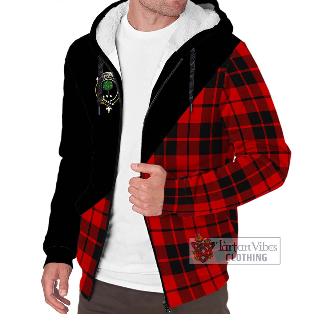 Hogg Tartan Sherpa Hoodie with Family Crest and Military Logo Style Unisex S - Tartanvibesclothing Shop