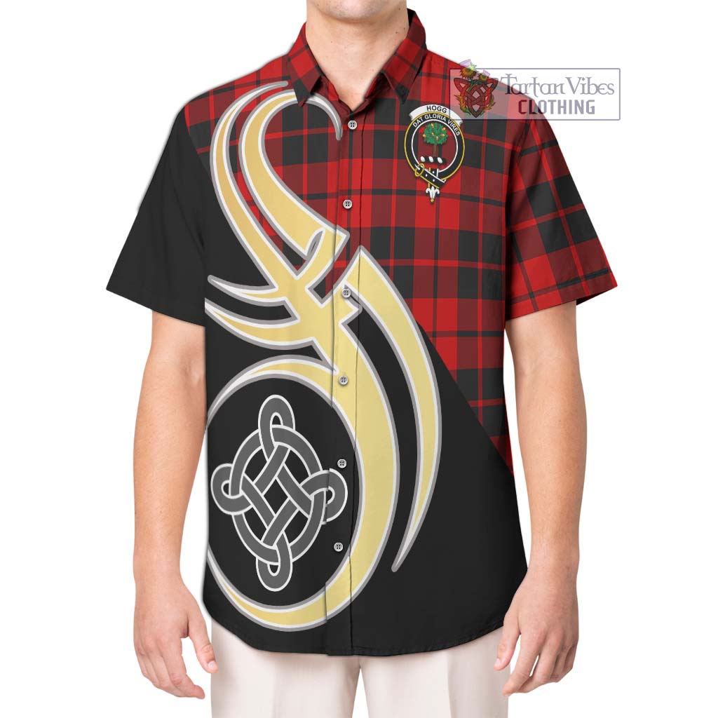 Hogg Tartan Short Sleeve Button Shirt with Family Crest and Celtic Symbol Style Kid - Tartan Vibes Clothing