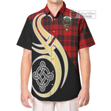 Hogg Tartan Short Sleeve Button Shirt with Family Crest and Celtic Symbol Style