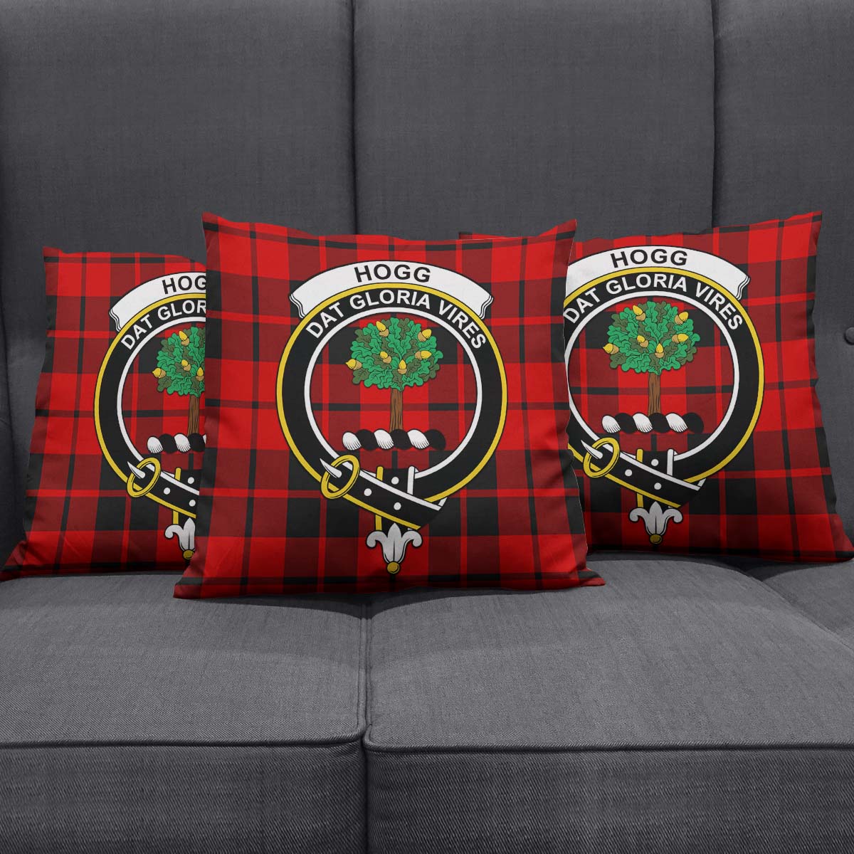 Hogg Tartan Pillow Cover with Family Crest Square Pillow Cover - Tartanvibesclothing