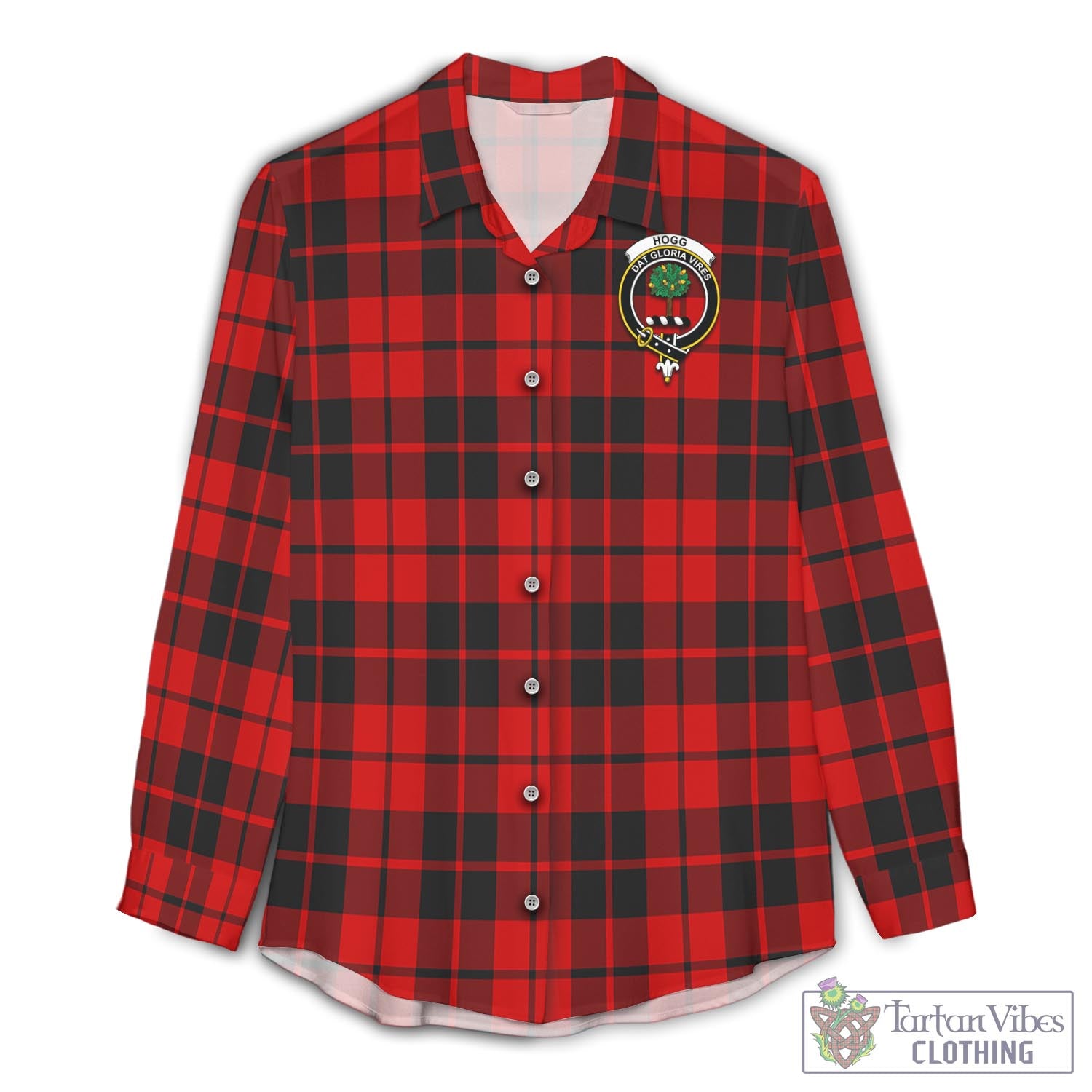 Tartan Vibes Clothing Hogg Tartan Womens Casual Shirt with Family Crest