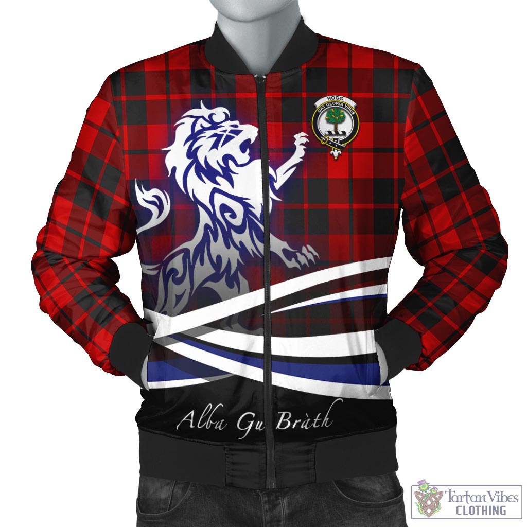 Tartan Vibes Clothing Hogg Tartan Bomber Jacket with Alba Gu Brath Regal Lion Emblem