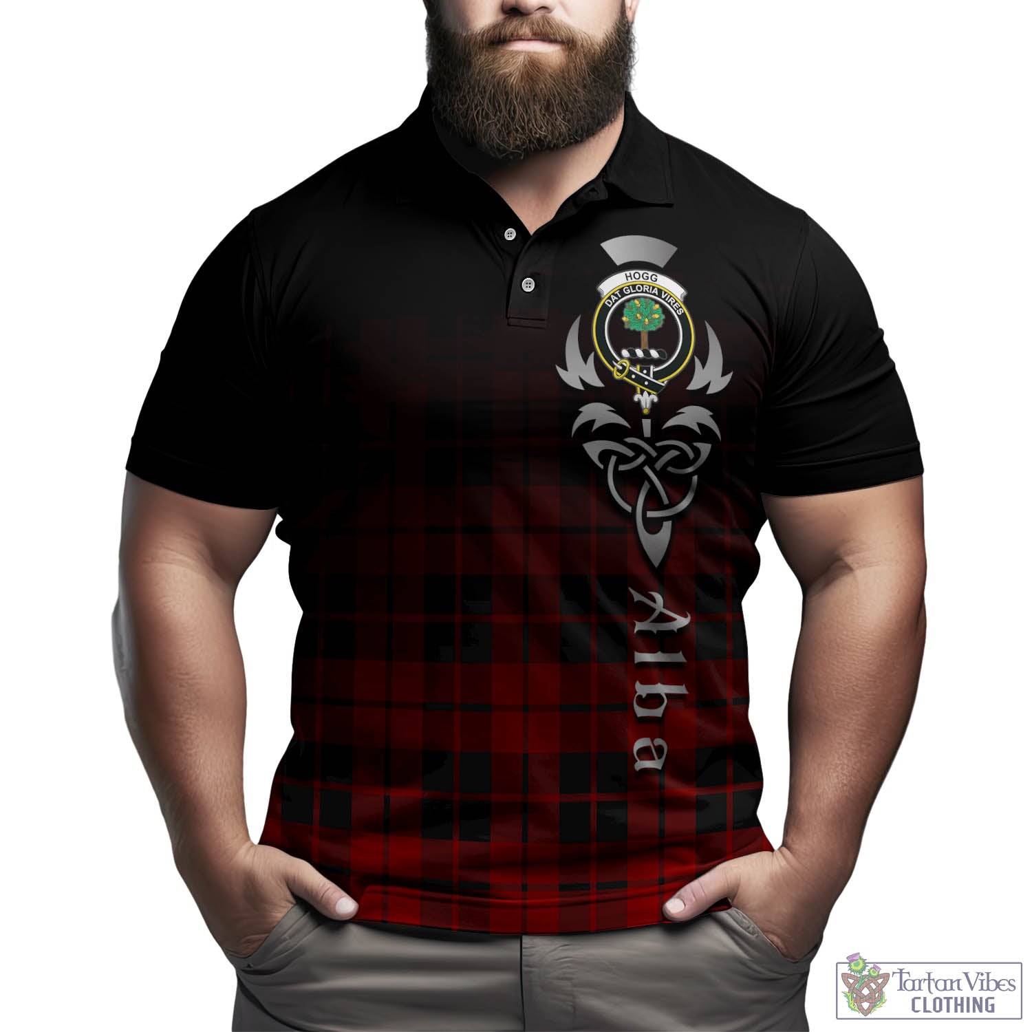 Tartan Vibes Clothing Hogg Tartan Polo Shirt Featuring Alba Gu Brath Family Crest Celtic Inspired