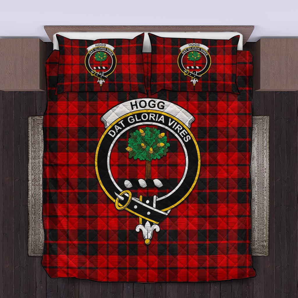 Hogg Tartan Quilt Bed Set with Family Crest Twin - Tartanvibesclothing