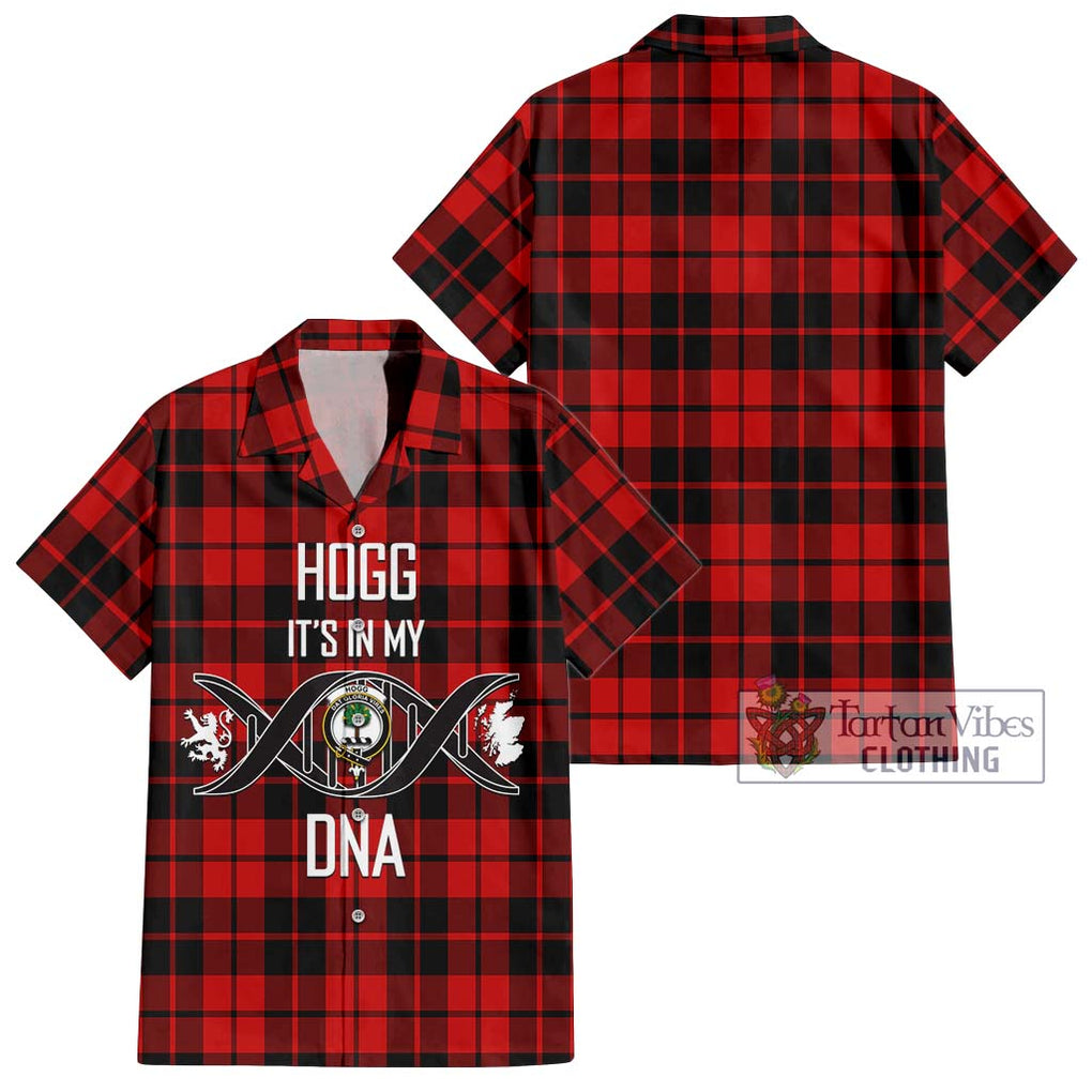 Hogg Tartan Short Sleeve Button Shirt with Family Crest DNA In Me Style Kid - Tartanvibesclothing Shop