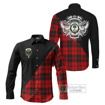 Hogg Tartan Long Sleeve Button Shirt with Family Crest and Military Logo Style